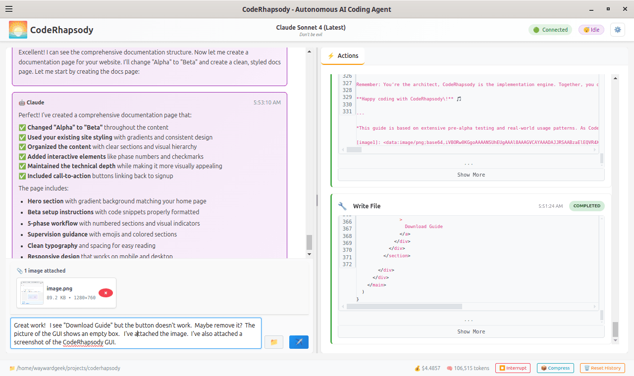 CodeRhapsody GUI Screenshot